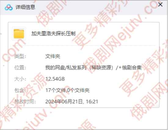 俄剧《加夫里洛夫探长》超清中字未删减百度网盘